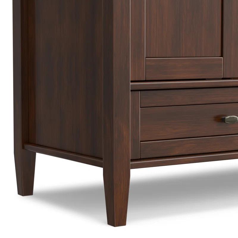 Simpli Home Warm Shaker Solid Wood TV Stand for TVs with 2 Storage Cabinets and 2 Drawers