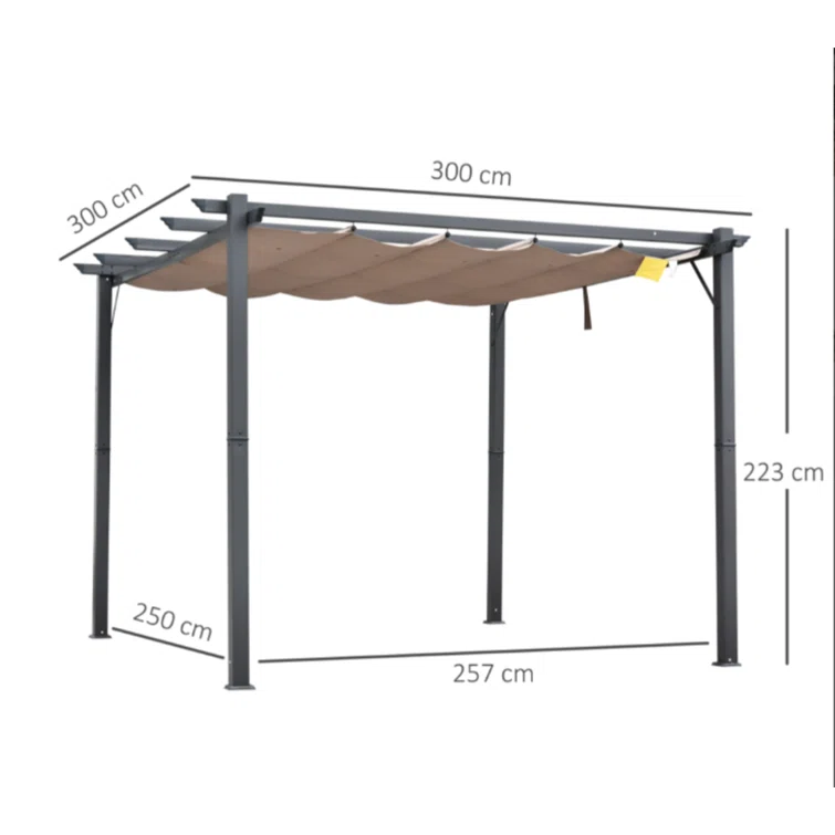Outsunny Outsunny Pergola with Retractable Shade Canopy, Aluminum