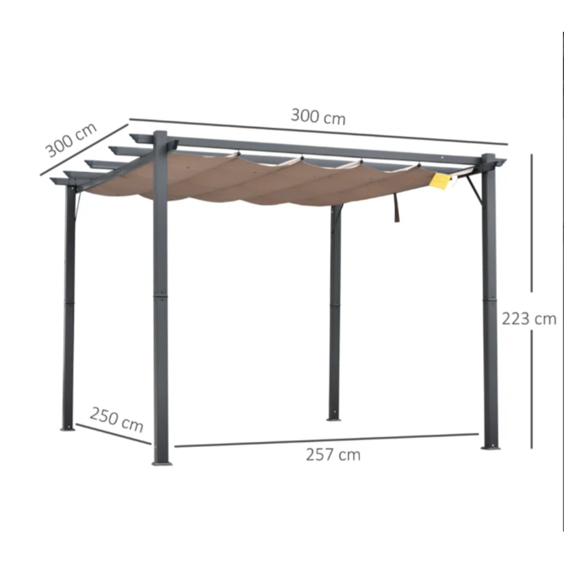 Outsunny Outsunny Pergola with Retractable Shade Canopy, Aluminum