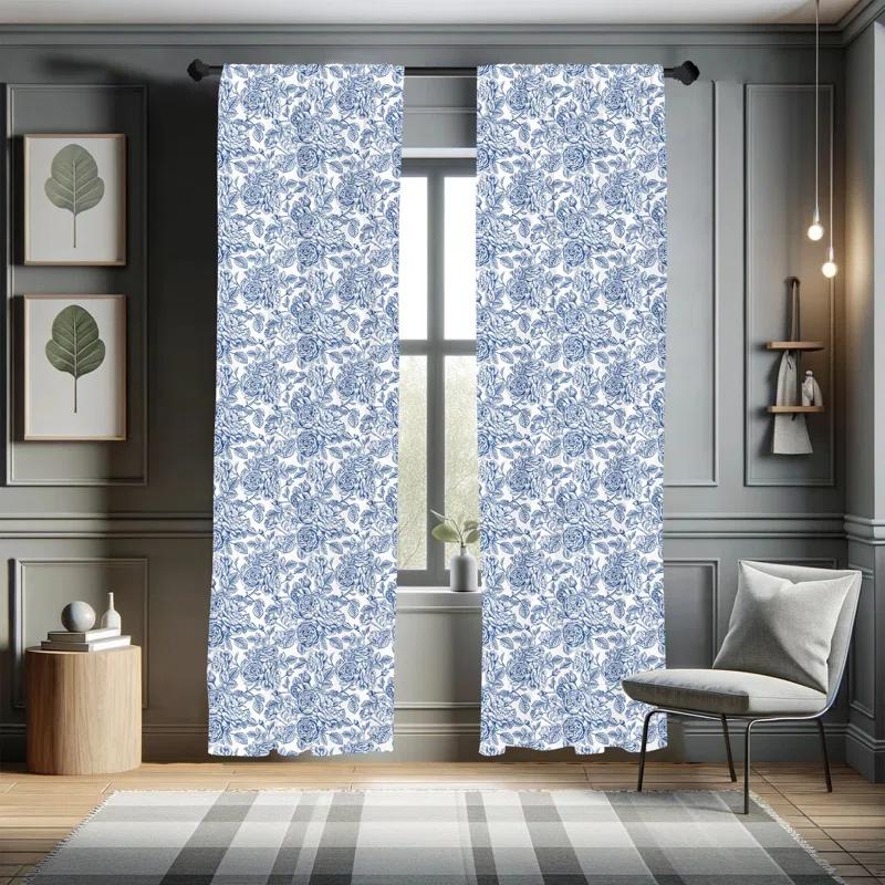 Ambesonne Rose Floral Semi-Sheer Rod Pocket Curtain Panels (Set of 2)