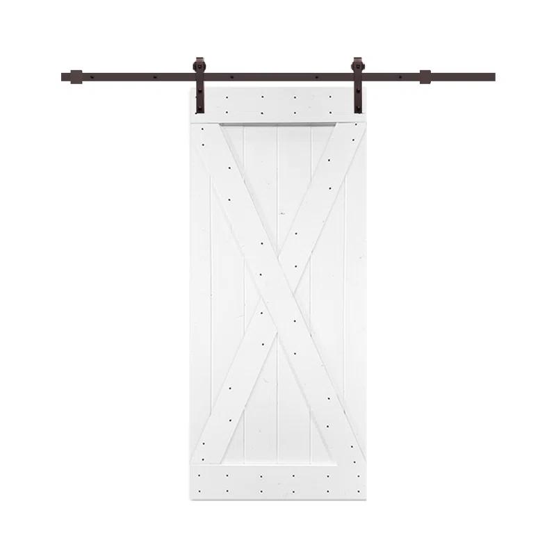 Calhome 84'' Solid Wood Paneled Painted without Installation Hardware Kit Barn Door