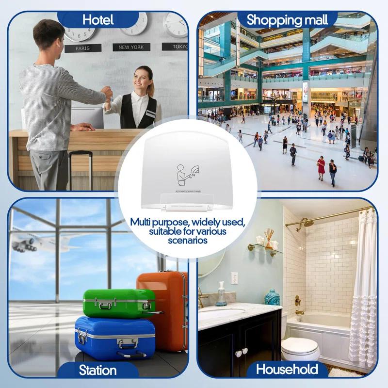 NATIONAL WINDOW 2 Pcs Electric Hand Dryer Commercial Compact Air Wiper Automatic Hand Air Dryer For Dry Machine Wall Business Home Household Restroom Office Mall, 110V,1200W