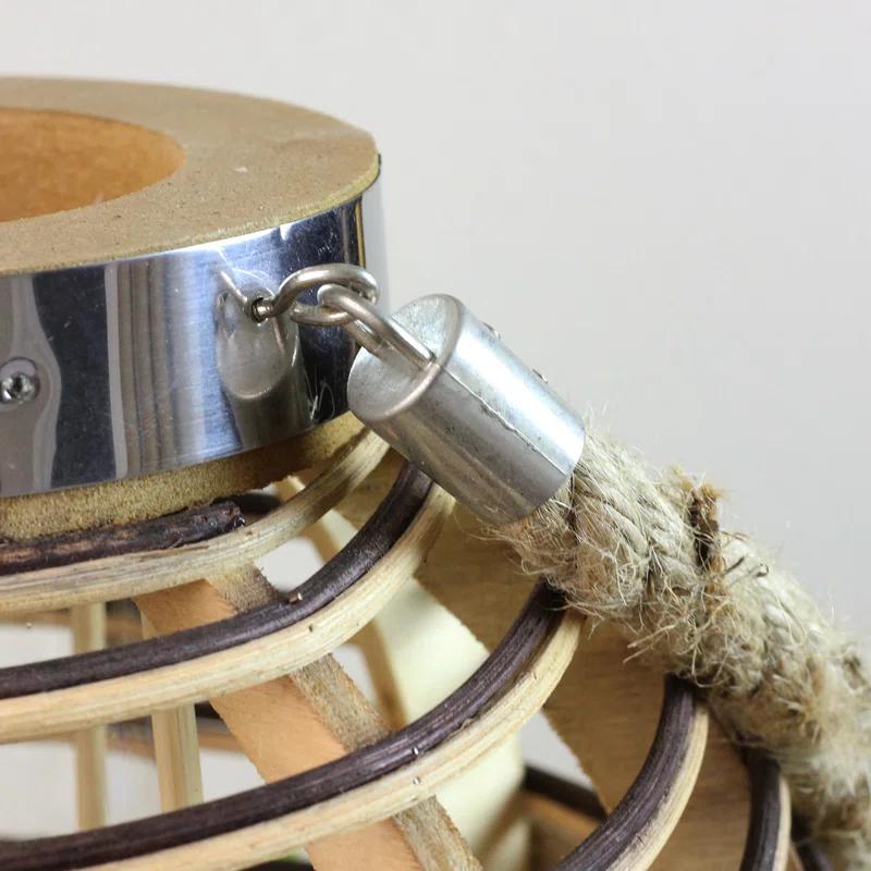 Northlight Seasonal 9.5" Rustic Chic Round Rattan Decorative Candle Holder Lantern with Jute Handle