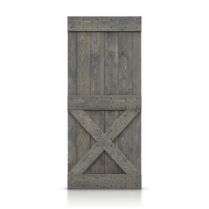 Calhome 84'' Solid Wood Paneled Painted without Installation Hardware Kit Barn Door