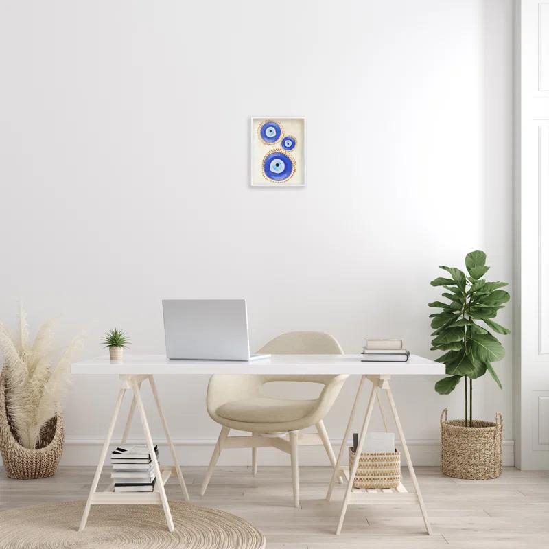 Stupell Industries " Round Blue Evil Eye Pattern Lustrous Dotted Detail " by Two Smart Blondes Painting Print