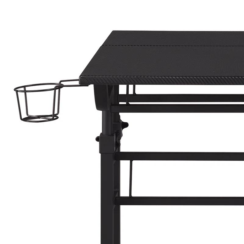 Inbox Zero Mobili Rolling Writing Desk – Height Adjustable with Moveable Shelf & Locking Wheels