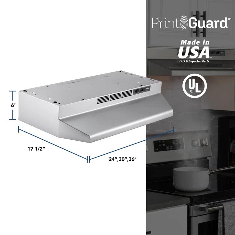 Broan NuTone Broan® 30-Inch Ductless Under-Cabinet Range Hood, Stainless Finish with PrintGuard 4130SF