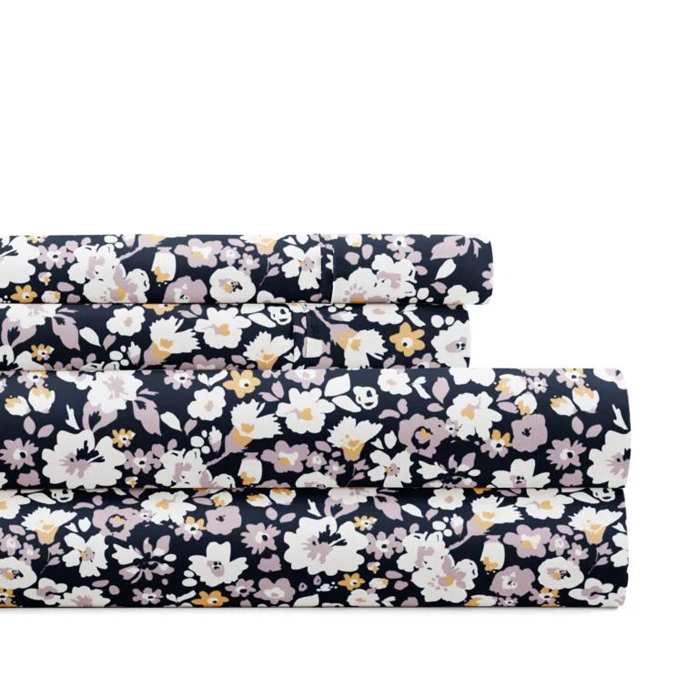 IEnjoy Home 4 Piece Sheet Set Patterned Microfiber Ultra Soft Bedding in Floral Dream