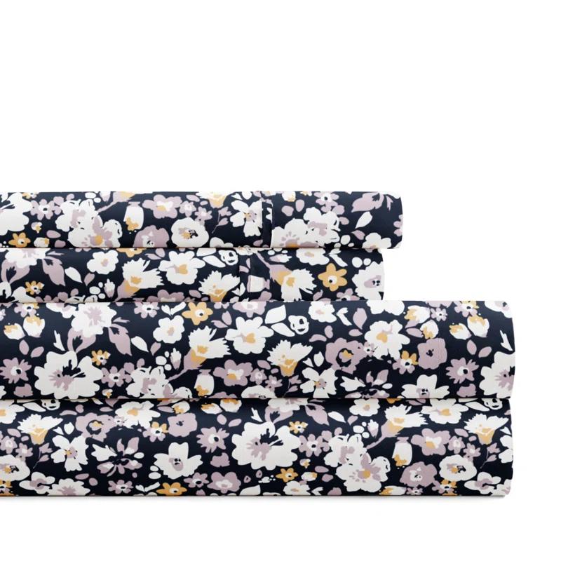 IEnjoy Home 4 Piece Sheet Set Patterned Microfiber Ultra Soft Bedding in Floral Dream
