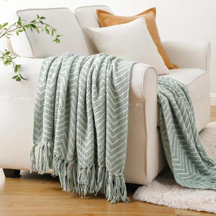 Battilo Home Throw Blanket for Couch, Decorative Knit Blanket for Bed, Super Soft Warm Throws for Room Farmhouse Accent Decor, 50"x60"