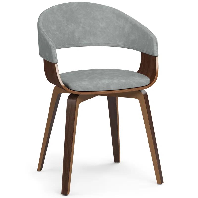 Simpli Home Lowell Bentwood Upholstered Dining Chair with Curved Backrest in Mid-Century Modern Style