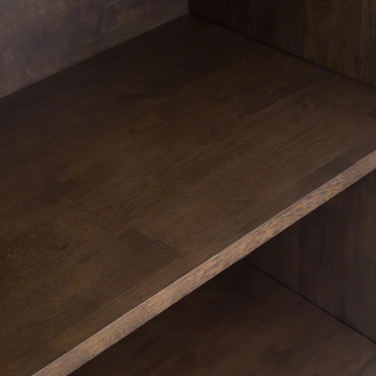 Banting 30"W Solid Wood 4 Shelf Industrial Bookcase with 2 Drawers, Adjustable Shelves, and Metal Base
