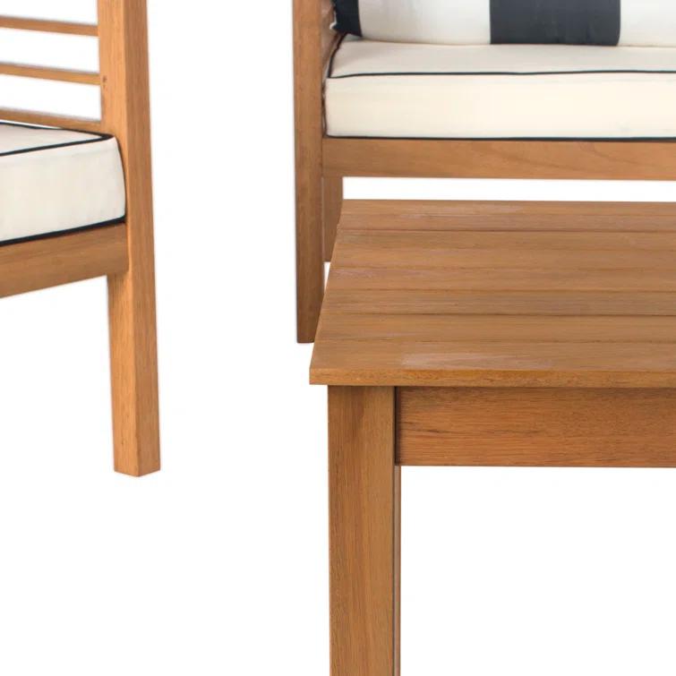 Natural Eucalyptus 4-Piece Sofa Seating Group with White Cushions