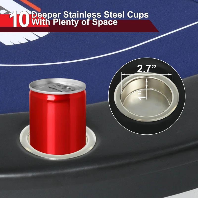 RayChee Poker Table 84'' 10-Player Foldable Poker Table, Portable Casino Leisure Texas Holdem Table with Padded Rails and Cup Holders