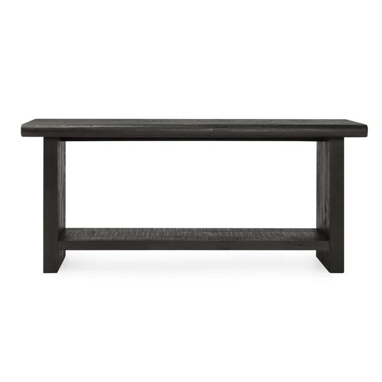 Larson 68" Black Solid Pine Wood Console Table with Shelf