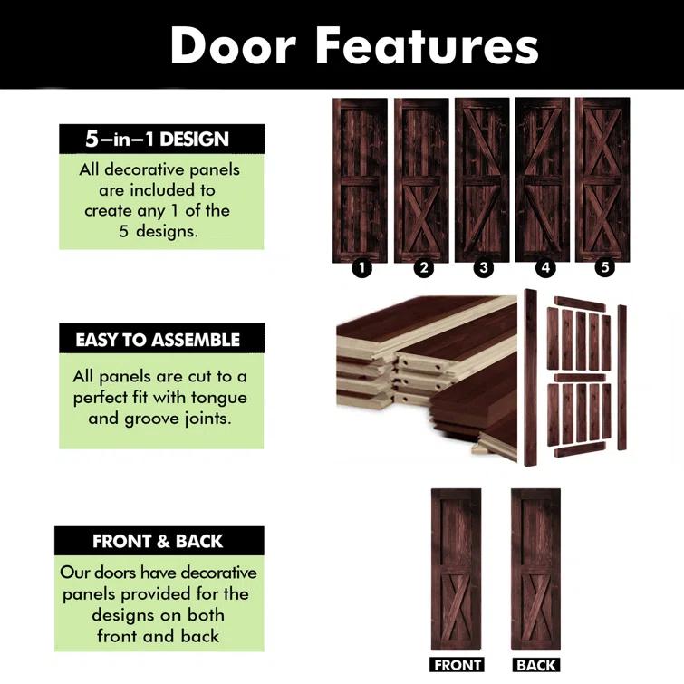 Homacer 84in High 5-in-1 Design Red Mahogany Color Solid Pine Wood Finished/Unassembled One Door Only