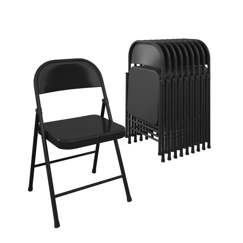 COSCO All Steel Smartfold Folding Chair, 10 Pack, Black (Set of 10)