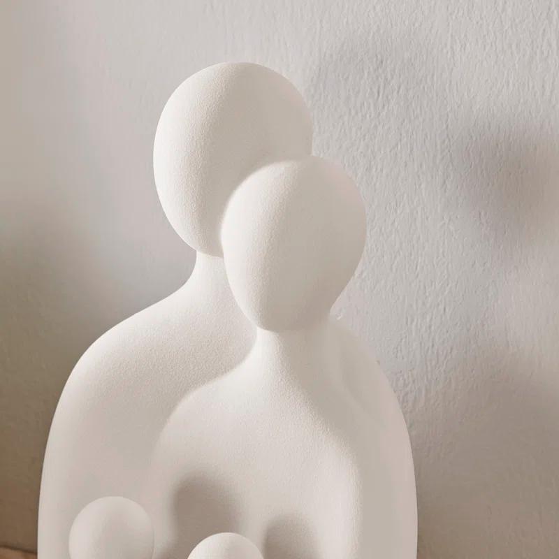 Wrought Studio™ Hans Cream Abstract Nesting Three Piece Family Of 4 Decorative Accent Matte Ceramic Sculpture Figure Set