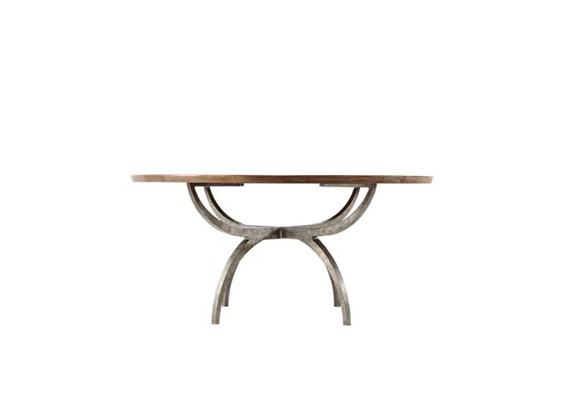 Theodore Alexander Echoes Round Solid Wood Top Metal Base Dining Table