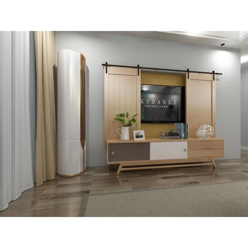 American Pro Decor Solid Steel Mini Sliding Rolling Barn Door Hardware Kit for Double Wood Doors