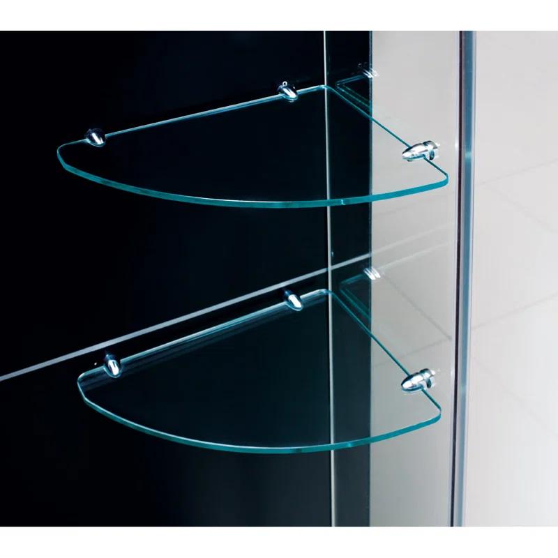 Unidoor Frameless Hinged Shower Door with Glass Shelves