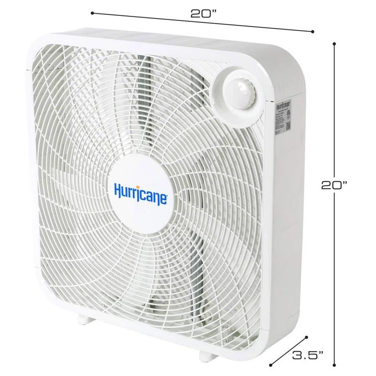 Hurricane Hurricane 20" Classic Series Floor Box Fan with 3 Speed Settings, 2 Pack, White (Set of 2)