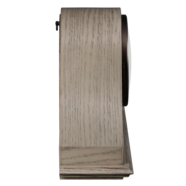 Howard Miller® Lakeside Modern & Contemporary Roman Numeral Oak Wood Key-Wind/Westminster Tabletop Clock in Gold