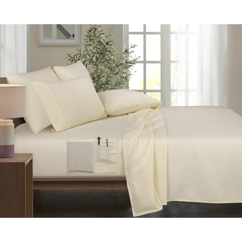 Bed Bath Fashions Rayon From Bamboo 6 Piece 1800 Thread Count Smart Pocket Sheet Set