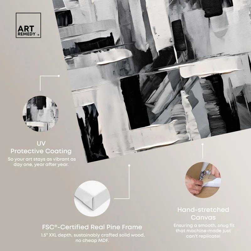 Art Remedy Melosa Canvas Modern Black White Abstract Wall Art by Art Remedy