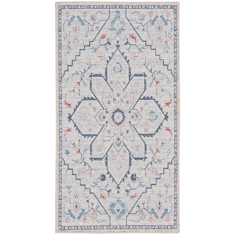 Bungalow Rose Oriental Machine Washable Area Rug in Gray