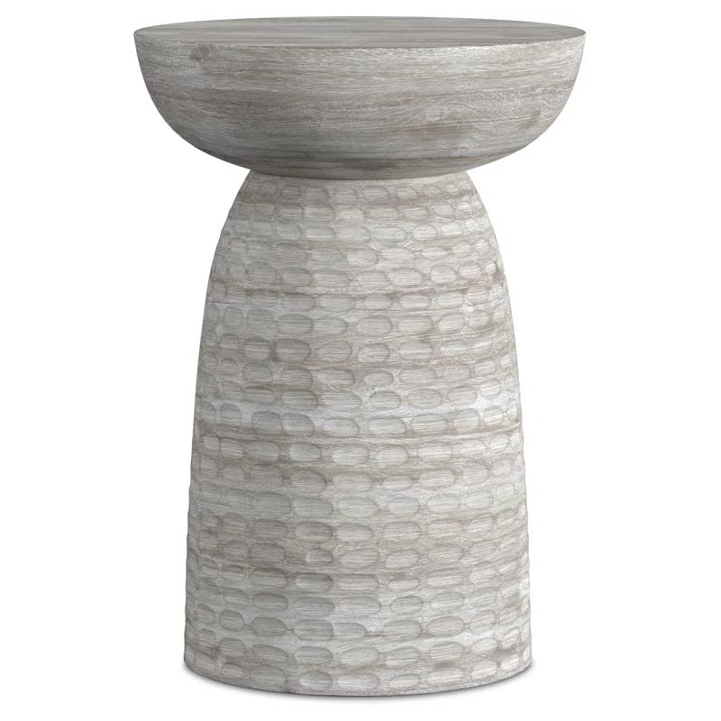 Simpli Home Boyd Solid Mango Wood Pedestal Accent End Table