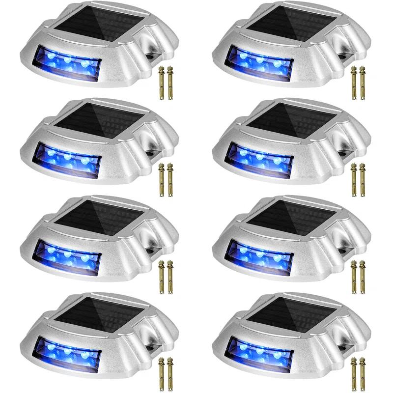 VEVOR Solar Dock Lights Low Voltage Solar Powered Integrated LED Metal Pathway Light Pack (Set of 8)