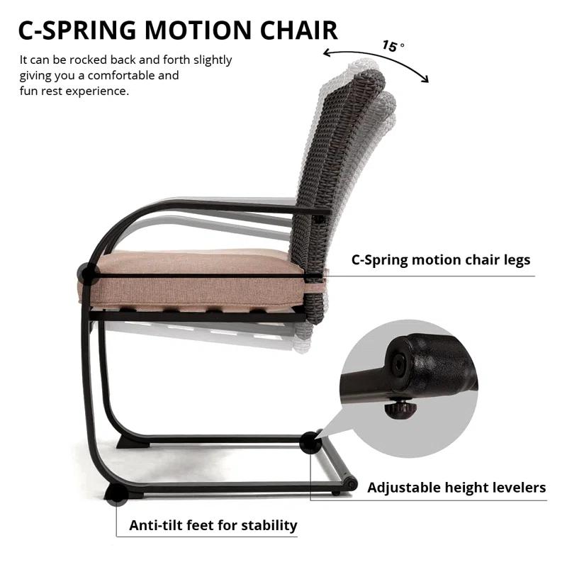 olilawn olilawn 2-piece Dining Wicker Chair Outdoor Conversation Set With Cushions C-spring Rocker Lounge Chair Set Of 2 For Yard, Garden, Backyard, Deck, Bistro-