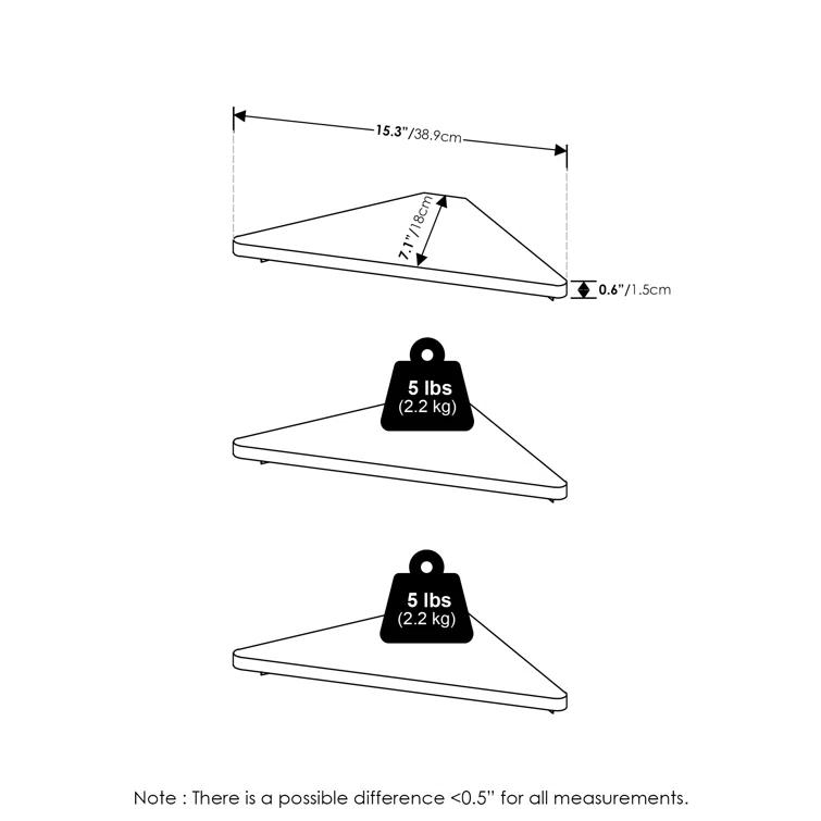 Ebern Designs Belby Triangle Corner Floating Shelves, Wall Mount Display Shelf, Set of 3