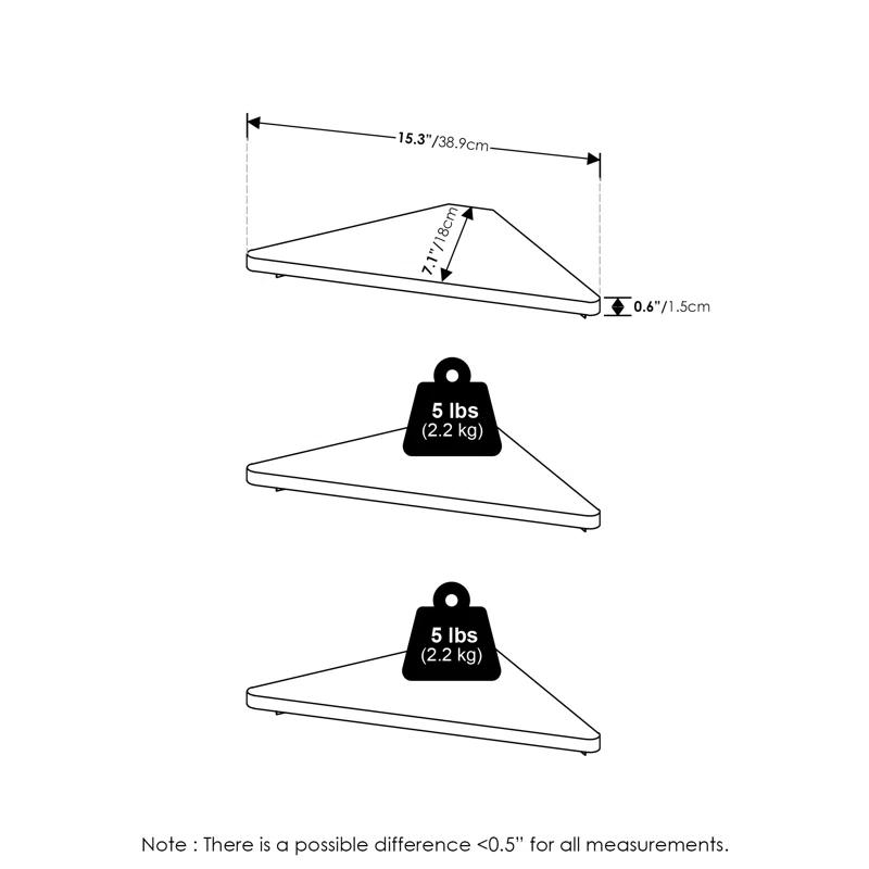 Ebern Designs Belby Triangle Corner Floating Shelves, Wall Mount Display Shelf, Set of 3