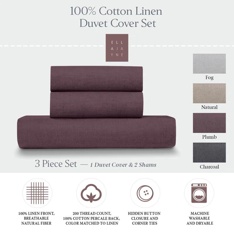 Ella Jayne Home French Linen Cotton 3-Piece Duvet Cover Set