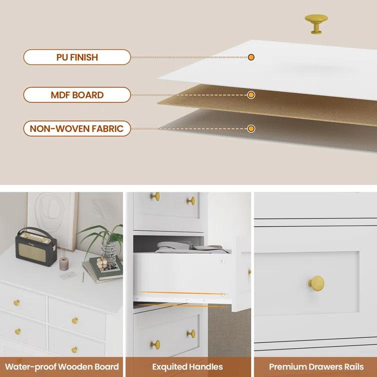 Winston Porter 8 Drawers Tall Dresser For Bedroom, Tall Dressers And Chest Of Drawers, Vertical Chest Of Drawers Dresser For Bedroom