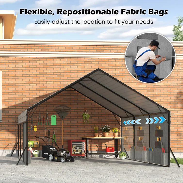 Aura Outdoor 15 X 20 Ft Heavy Duty Carport With Galvanized Steel Roof