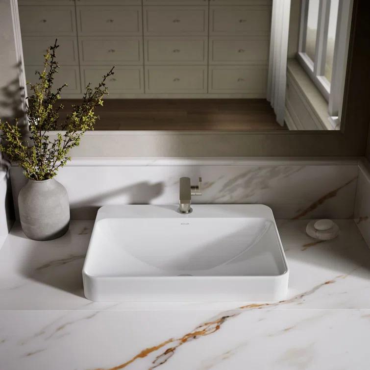 Kohler Vox® Vitreous China Rectangular Vessel Bathroom Sink with Overflow K-2660-1-0