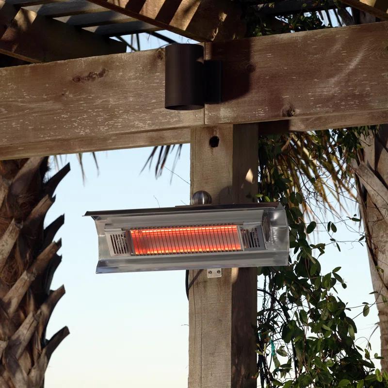 Fire Sense Wall Mounted Infrared Patio Heater 1500W Weatherproof for Indoor Outdoor-Stainless Steel