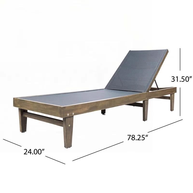 Gracie Oaks Outdoor Patio Chaise Lounge with Cushion