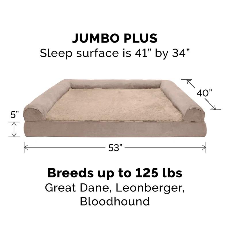 FurHaven Plush & Suede Orthopedic Sofa Dog Bed - Jumbo Plus, Almondine