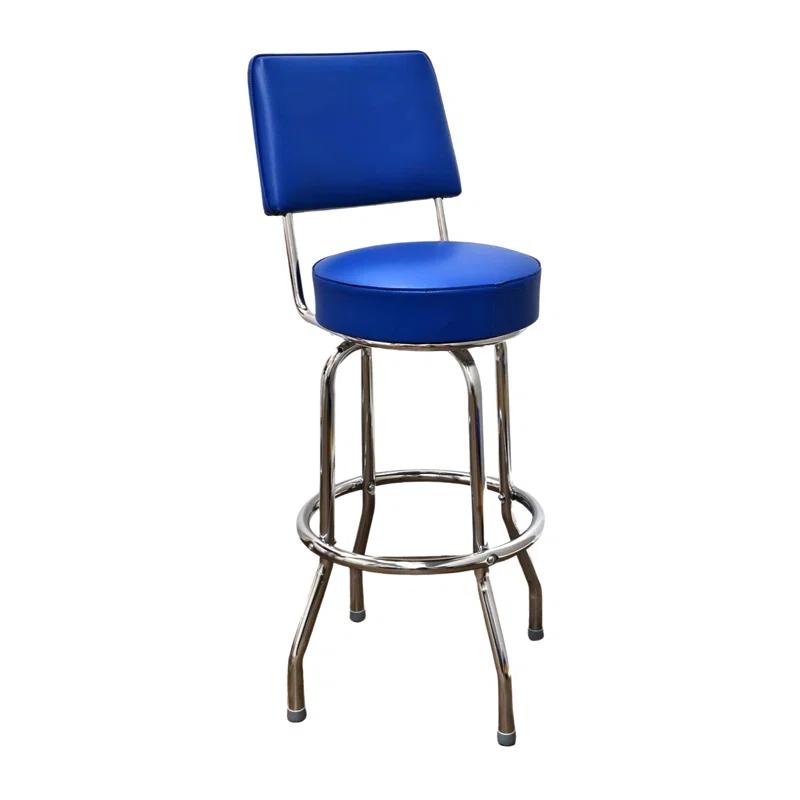 Retro Home Single Ring Upholstered Swivel Bar & Counter Stool with Back