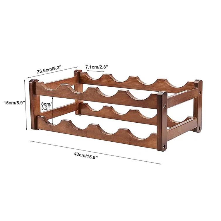 K KELBEL 8 Bottle Solid Wood Tabletop Wine Bottle Rack in Brown