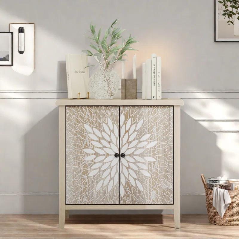 Alcott Hill® 2-door Accent Cabinet With An Adjustable Shelf And Exquisite Creative Carving