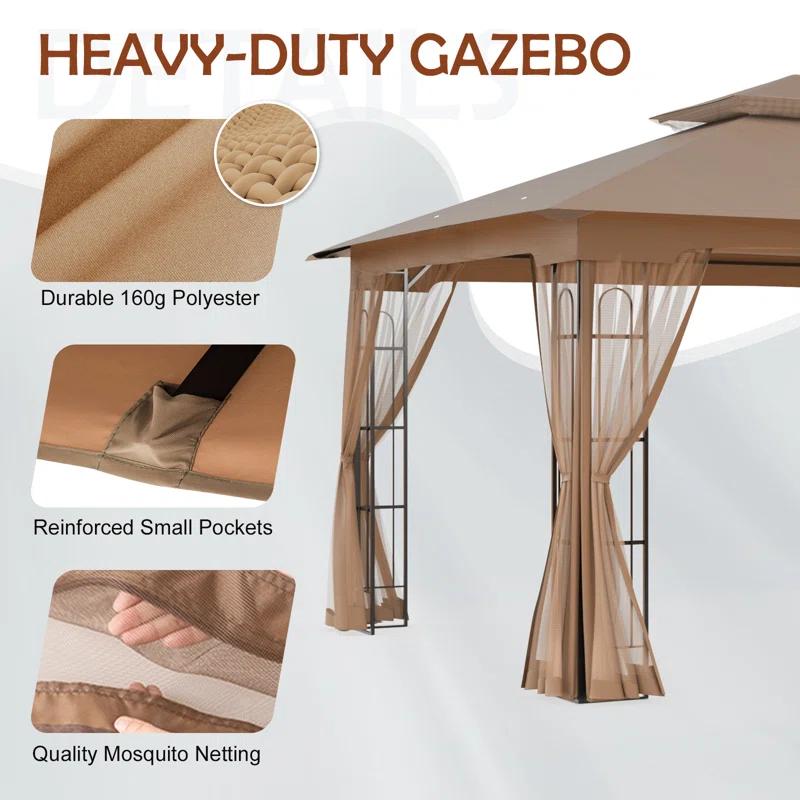 COOS BAY 13 Ft. W x 11 Ft. D Steel Patio Gazebo with Netting
