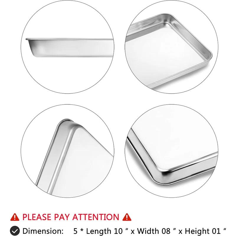 Anadea Baking Sheets Set Of 5, Stainless Steel Baking Pan Tray Cookie Sheet, Size 10 X 8 X 1 Inch, Non Toxic & Healthy, Rust Free & Easy Clean | Wayfair