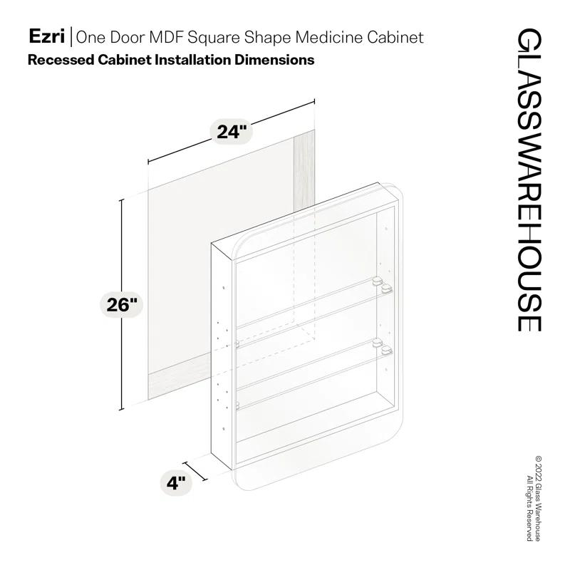 Glass Warehouse One Door MDF Square Shape Medicine Cabinet