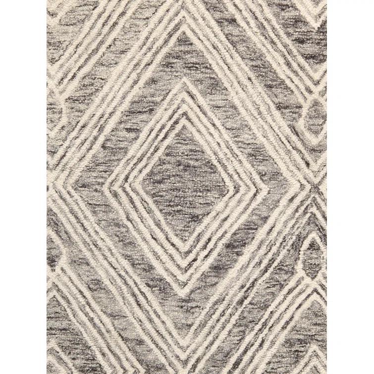 Pasargad Modern Geometric Handmade Tufted Area Rug in Gray/Beige