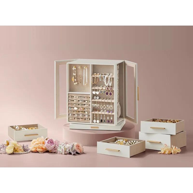 Stack man Jewelry Box 360° Rotating, Jewelry Storage Case With 5 Drawers